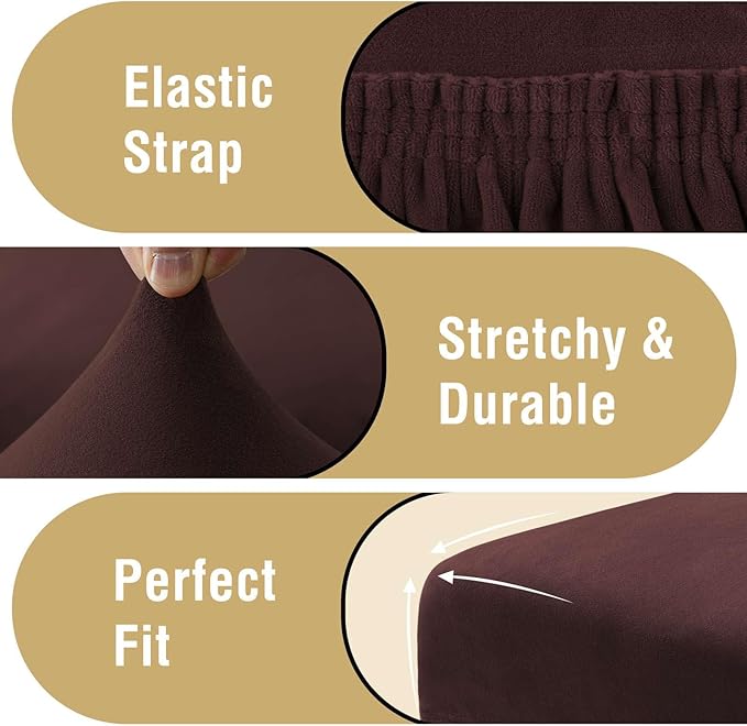 H.VERSAILTEX Velvet Dining Chair Covers Stretch Chair Covers for Dining Room Set of 2 Parson Chair Slipcovers Chair Protectors Covers Dining, Soft Thick Solid Velvet Fabric Washable, Brown