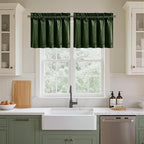 NICETOWN Velvet Cafe Windows Valance, Olive Green Window Treatment for Kitchen, Privacy Protection Home Decoration for Living Room, W52 x L16, 1 Panel