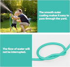SPECILITE 50ft 304 Stainless Steel Garden Hose Metal, Heavy Duty Water Pipe with Nozzles for Yard, Outdoor - Flexible, Never Kink & Tangle, Puncture Resistant (Aqua)