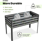 KING BIRD Large Raised Garden Bed with Cover & Netting Galvanized Elevated Planter Box with Legs 48×24×56 in for Backyard, Patio, Balcony, 400lb Capacity, Dark Grey