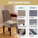 H.VERSAILTEX Velvet Dining Chair Covers Stretch Chair Covers for Dining Room Set of 2 Parson Chair Slipcovers Chair Protectors Covers Dining, Soft Thick Solid Velvet Fabric Washable, Taupe