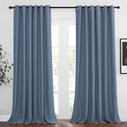 NICETOWN Patio Blackout Curtain Panels - Thermal Insulated Grommet Blackout Drapes Light Blinds Room Darkening Window Treatments for Villa/Cottage (2 Panels, W80 x L95, Stone Blue)