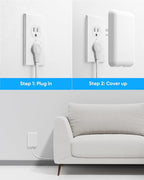 Flat Extension Cord with Outlet Cover, Olcorife Flat Plug Power Strip with 6 Outlets and 3 USB Ports, 2000 Joules Surge Protector, 10 FT Cord Hidden Outlet Extender for Tight Spaces