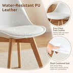 CangLong Dining Chairs Set of 4, Mid Century Modern Kitchen and Dining Chair, Soft Padded Dining Desk Chairs with Wood Legs, for Kitchen, Dining, Living Room & Bedroom, White