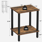 TUTOTAK End Table, Set of 2, Side Table, Nightstand, 2-Tier Storage Shelf, Sofa Table for Small Space, Living Room, Bed Room TB01BB035