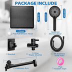 Shower Head,12”Rain Shower Head with Handheld Spray Combo and Adjustable Extension Arm/Shower System,High Pressure Rain Fall Hose,Chrome