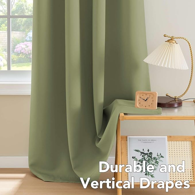 H.VERSAILTEX Untra Sleep Well Microfiber Blackout Thermal Insulated Curtains for Bedroom/Living Room Decorative Grommet Window Panels Drapes (Set of 2, Sage, 52 x 54 Inch)