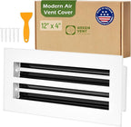 Modern Air Vent Cover 12x4 (Duct Opening) - Decorative White Aluminum Linear Slot Diffuser for Wall, Ceiling, Floor Register - Quiet Operation HVAC Grille for Home with Adjustable Airflow