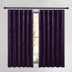 NICETOWN Purple Velvet Curtains 63 inches for Bedroom, Sound Reducing Heavy-Duty Solid Rod Pocket Light Blocking Drapes/Panels for Kitchen (Navy Blue, 2 Panels, 52 inches Wide Each Panel)