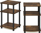 Furinno JUST Side Table Set of 2, 3-Tier End Tables, Open Shelves Night Stand, Nightstand, Toolless Assembly, for Living Room, Bedroom, Amber Pine