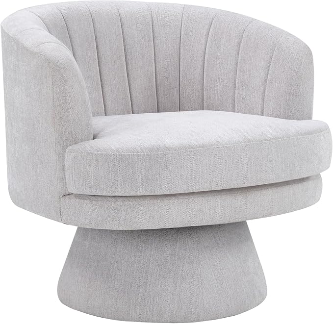 CANMOV Swivel Accent Chair with Armrest Set of 2, Modern 360 Degree Swivel Barrel Chair with Curve Back and Soft Cushion, Comfy Fabric Round Armchair Single Sofa for Living Room, Bedroom,Grey