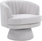 CANMOV Swivel Accent Chair with Armrest Set of 2, Modern 360 Degree Swivel Barrel Chair with Curve Back and Soft Cushion, Comfy Fabric Round Armchair Single Sofa for Living Room, Bedroom,Grey