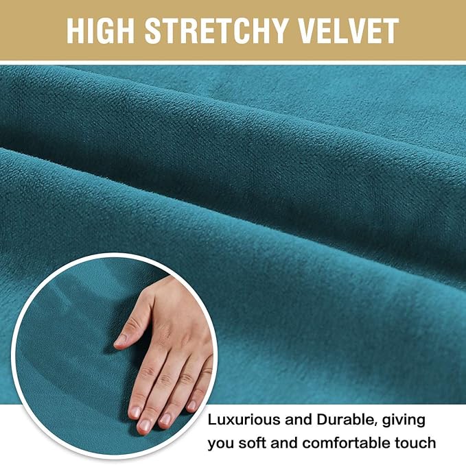 H.VERSAILTEX Velvet Dining Chair Covers Stretch Chair Covers for Dining Room Set of 2 Parson Chair Slipcovers Chair Protectors Covers Dining, Soft Thick Solid Velvet Fabric Washable, Deep Teal