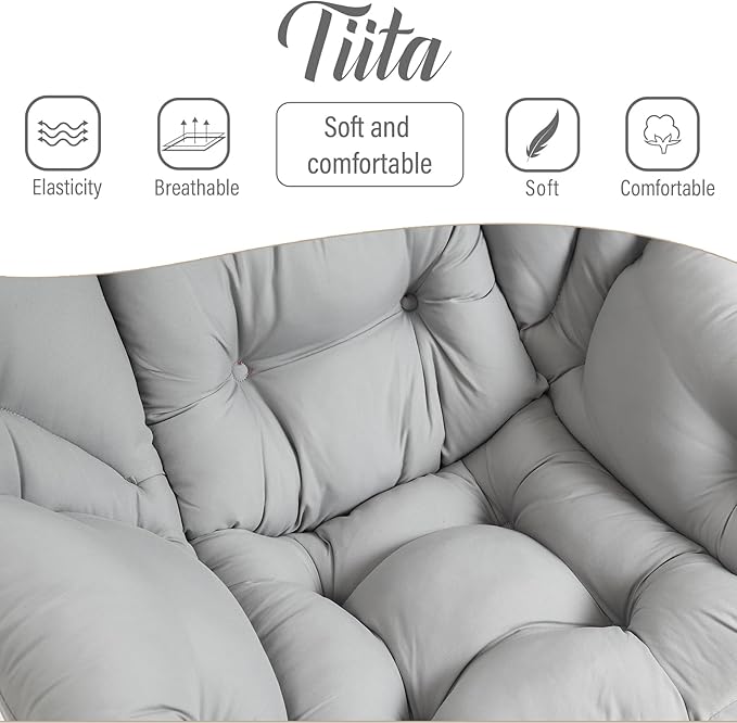 Tiita Lazy Chair with Ottoman, Light Grey Modern Large Accent Chair, Comfy Leisure Sofa Armchair with Ottoman, Reading Chair with Footrest for Bedroom, Living Room, Dorm Rooms, Light Grey