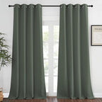 NICETOWN Blackout Curtain for Living Room 90 inch Long - Grommet Thermal Insulated Room Darkening Sound Proof Curtain for Bedroom, 1 Panel, Dark Mallard, W52 x L90