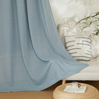 NICETOWN Rustic Linen 132 inch Long Curtains for Living Room, Grommet Privacy Added Thick Linen Weave with Light Filter Window Curtains & Drapes for Bedroom, Stone Blue, W55 x L132, 2 Panels