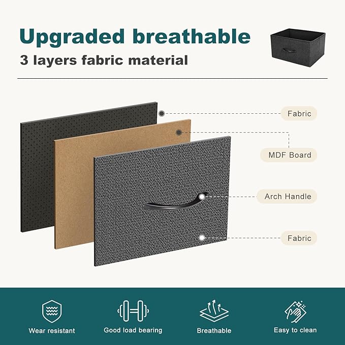 Dresser for Bedroom with 9 Drawers, Anti-Tip Tall Fabric Chests Storage Organizer Tower Furniture with Wooden Top Metal Frame for Clothes, Closet, Living Room, Hallway, Entryway