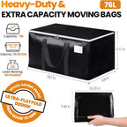 Heavy-Duty & Extra Capacity Moving Bags with Backpack Straps, Storage Totes with Double Zipper & Strong Handles, Packing Bags Alternative to Moving Boxes, Moving Supplies (4 Pack, Black)