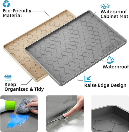 Winisok Silicone Under Sink Mat 28" x 22", kitchen Essentials and Gadgets, Shelf liner and Cabinet Protector, Home Organizers and Storage, Waterproof Bathroom Tray