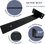 12 Pack Floating Shelf Brackets, 10 Inch Heavy Duty Industrial Shelf Bracket, Black Metal L Brackets for Shelves Support DIY(1/5 Inch Thicked)