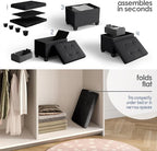 Storage Ottoman Cube with Small Bin, 16-in Square Ottoman with Storage for Living Room and Bedroom, Small Ottomans Foot Rest, Fabric Foot Stools Ottomans Max 330lbs, Black