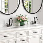 Bathroom Faucets for Sink 3 Hole, Hurran 4 inch Oil Rubbed Bronze Bathroom Sink Faucet with Pop-up Drain and Supply Hoses, Stainless Steel Lead-Free Centerset Faucets for Vanity RV