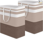 HomeHacks 2-Pack Large Laundry Basket, Waterproof, Freestanding Laundry Hamper, Collapsible Tall Clothes Hamper with Extended Handles for Clothes Toys in the Dorm and Family (Brown, 125L)