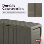 Keter Marvel Plus 71 Gallon Resin Outdoor Storage Box for Patio, Balcony & Garden – Weather‑Resistant Deck Box for Cushions, Pillows, Pool Floats & Tools, Mossy Brown