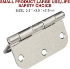 12 Pack Brushed Nickl Door Hinges 3.5 Inch x3-1/2 5/8 Radius Round Interior Hinge 3 ½" Satin Silver Heavy Duty Steel Iron Hardware for Bifold Standard Doors Home House Decor Accessories Kits