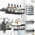 NESOMI Shower Caddy Adhesive Shower Organizer 7-Pack, Rustproof Stainless Steel Bathroom Shelves, Large Capacity No-Drill Rack Storage Accessories with Soap Dish Toothbrush Holder &24 Hooks Home Decor