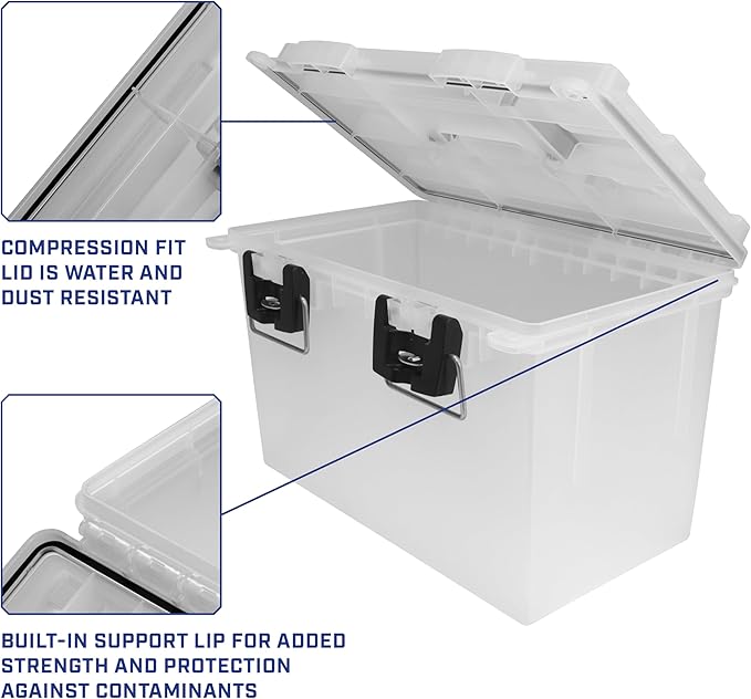 Sheffield 12763 XL Storage Bins With Lids, 2-Pack Stackable Storage Bins, Made in USA, Lockable and Water-Resistant Containers with Lids, Plastic Containers for Home, Classroom, and Dorm