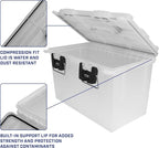 Sheffield 12767 XL Storage Bins With Lids, 4-Pack Stackable Storage Bins, Made in USA, Lockable and Water-Resistant Containers with Lids, Plastic Containers for Home, Classroom, and Dorm