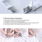 Sheet Fasteners Suspenders Straps - Adjustable Crisscross Bed Sheets Holder Clips Elastic Band Sheet Keeper Stays Grippers,2Pcs/Set White
