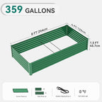 YITAHOME 96x48x24 in Galvanized Raised Garden Bed Kit, Large Metal Planter Box with Gloves, Safety Rubber & Support Rod, Outdoor Flower Bed for Plants Vegetables, Green