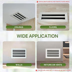 Modern Air Vent Cover 12x6 (Duct Opening) - Decorative White Aluminum Linear Slot Diffuser for Wall, Ceiling, Floor Register - Quiet Operation HVAC Grille for Home with Adjustable Airflow