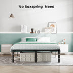 Sweetcrispy Bed Frame King - Heavy Duty No Box Spring Needed Metal Platform Bedroom Frames with Storage Space, 14 Inches High, Sturdy Steel Slat Support, Black