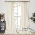 NICETOWN Thermal Insulated Velvet Curtains Ivory 96 Inch Length, Heavy Duty Keep Warm Drapes Room Darkening Thermal Insulated Curtains for Patio Hall Villa, Bedroom Window Treatment Set of 2 Panels