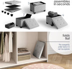 Storage Ottoman Cube with Small Bin, 16-in Square Ottoman with Storage for Living Room and Bedroom, Small Ottomans Foot Rest, Velvet Foot Stools Ottomans Max 330lbs, Light Grey