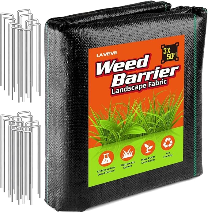 3FT x 50FT Weed Barrier Landscape Fabric, 3.2oz Premium Heavy Duty Garden Cloth, Ground Cover for Gardening, Farming