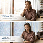 rabbitgoo Window Privacy Film Rainbow Film Decorative Window Sticker, 3D Static Stained Glass Cling Tint for Home Heat Control Non-Adhesive, Grayish Silver, 35.4 x 157.4 inches