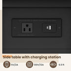 End Table with Charging Station, Flip Top Side Table with USB Ports and Outlets, 3-Tier Small Side Table with Storage for Small Space, End Tables for Living Room/Bedroom, Black