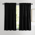 NICETOWN Black Out Velvet Curtains 54 inches Long for Patio, Solid Heavy-Duty Energy Saving Short Window Treatments Rod Pocket Drapes for Cafe (2 Panels，42 inch Wide)