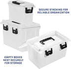 Sheffield 12722 Storage Bins With Lids, 2-Pack Stackable Storage Bins, Made in USA, Lockable and Water-Resistant Containers with Lids, Plastic Containers for Home, Classroom, and Dorm