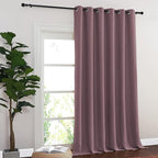 NICETOWN Room Divider Curtain 132 Inches Long, Wide Blackout Sliding Door Curtain for Bedroom, Room Darkening Privacy Window Curtain for Patio Door (1 Panel Set, Dry Rose, 80 x 132 Inch)
