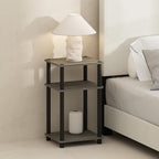 Furinno JUST Night Stand, 3-Tier Turn-N-Tube Nightstand, Toolless Bedside Table, End Table, Side Table with Open Storage for Bedroom, Closet, Dorm, Bathroom, French Oak