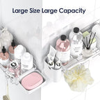 NESOMI Shower Caddy Adhesive Shower Organizer 8-Pack, Rustproof Stainless Steel Bathroom Shelves, Large Capacity No-Drill Rack Storage Accessories with Soap Dish Toothbrush Holder Hooks