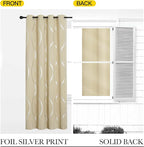 NICETOWN Bedroom Short Blackout Curtain Panels, Window Treatment Thermal Insulated Room Darkening Wave Line Foil Print Design Curtains for Kitchen, Cafe, Loft (Biscotti Beige, Set of 2, 42 by 63 Inch)
