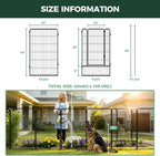 FXW Garden Fence Outdoor for The Yard – 45in(H) x 109.4ft(L) Heavy Duty Metal Animal Barrier for Dog and Rabbit, Decorative Dog Fence, 48 Panels, Black