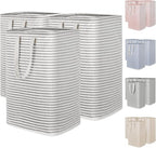 Lifewit 3 Pack Laundry Basket 80L Each, Collapsible Clothes Hamper with Reinforced Handles, Freestanding Waterproof Design for Bedroom and Laundry Room, Grey 240L Total