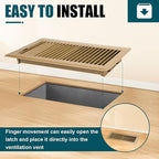 VOISEN Floor Register 4x14, 2 Pack Floor Vent Covers, Steel Adjustable Air Supply Grille Register Vent Cover Grill for Sidewall and Floor, Vent Covers for Home Floor,Brown